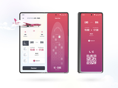 Flight Booking App concept foldable galaxy fold qr code ticket app ticket booking ux design