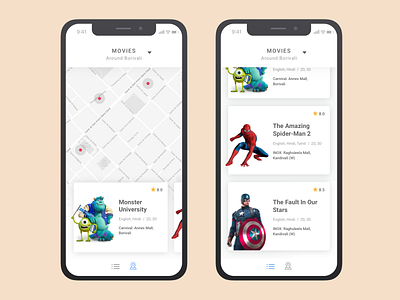 Movie Listing app application design interaction interface layout listing map mobile movie ui