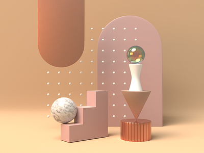 composition 01 3d 3d art 3d artist 3d composition 3d design 3d modelling 3dillustration abstract blender blender3d blendercycles composition illustration marble nude pink rose gold still life