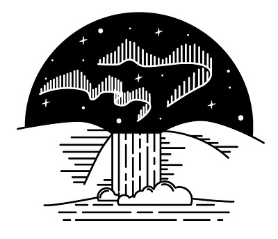 Line art black white coloring design flat illustration line art lines monochrome nature night simple vector