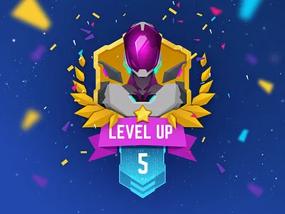 Level up character design fui game ui gui illustration level level up lowpoly space ui vector vector illustration