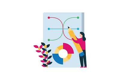 Business Worker analytic art business colorfull data design employee flat graphic illustration imagination simple vector work