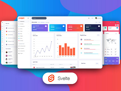 Argon Dashboard PRO Svelte admin dashboard admin panel admin template bootstrap 4 chart dashboard dashboard design gradient map responsive shapes sidebar svelte table web design