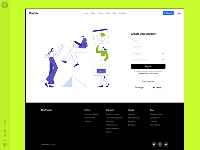 Teamwork Illustrations 💚 account analutics business colorful design footer header illustration landing marketing product signup signupform storytale teammates teamwork ui vector web workflow
