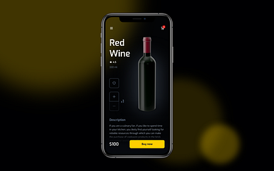 Wine Collection Mobile UI app dark ui design ecommerce interface mobile red smartphone ui ux wine yellow