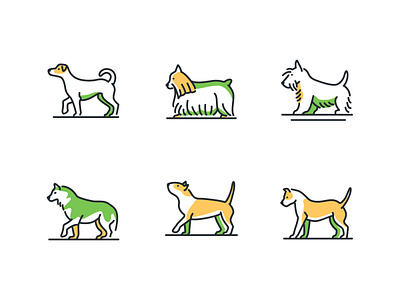 Dog breeds - line icons breed collection cute design dog icon line linear linear icons pet set style vector