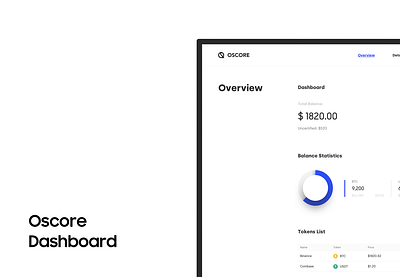 OScore Platform Overview / Dashboard bitcoin blockchain btc crypto dashboard design logo minimal minimalist overview ui