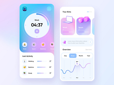 Day tracker - Mobile App app app design health mobile app mobile app design mobile design mobile ui productive productivity productivity app track tracker tracking tracking app tracks