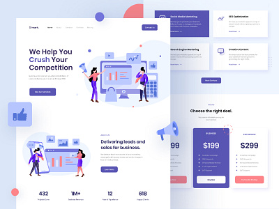 Dimark Digital - marketing landing page homepage illustration landing page marketing marketing agency