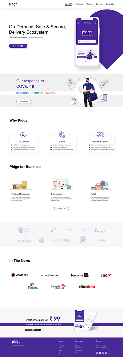 Pidge Homepage design icon illustration illustrator typography ui ui design vector web website website design xd design