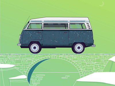 The Classic VW car gradient color grain graphic design graphic artist illustation illustration monoline textures vector artwork vw bus vw van wallpaper