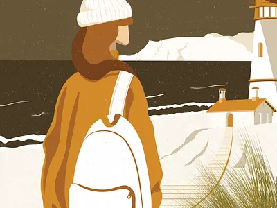 In need of guidance (Breathe magazine, UK, 2020) beach concept conceptual digital editorial editorial illustration holiday illustration lifestyle illustration lighthouse ocean sea summer travel traveler vacation woman