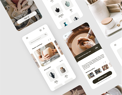 Mobile app for a pottery studio app app design appdesign application ui ux uxui uxui design uxuidesign webdesign