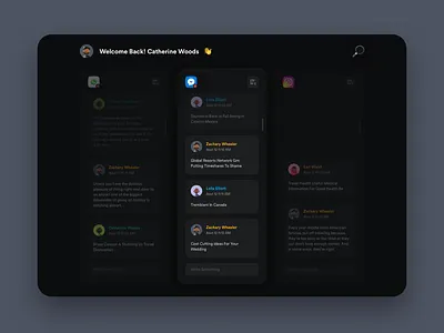 Social Chat Concept Design 3d 3d character chat chat app dark mode dark theme dark ui design facebook instagram messenger social media ui ux design whatsapp