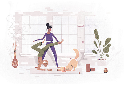 Small businesses: yoga calming candle character character design dog helping illustration namaste plants saas studio texture vector yoga