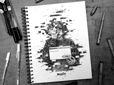 Depression illustration pen and ink penandink sketch sketchbook traditional art