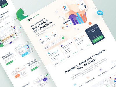 CPA Landing 3d application card chart gradient landing pastel ui ux