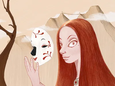 WIP- The Witch brush brush pen conceptual illustraion mask mountain procreate red hair witch witcher