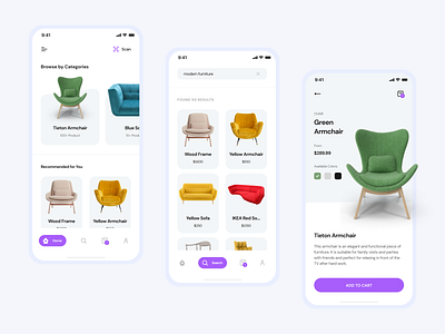 Furniture Store App add to cart chair dribbble best shot ecommerce ecommerce app ecommerce shop flat design furniture furniture app furniture design furniture store homepage design modern app design product design sofa ui ux design user experience design user interaction user interface design visual design