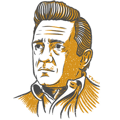 Jonny Cash drawing illustration portrait procreate