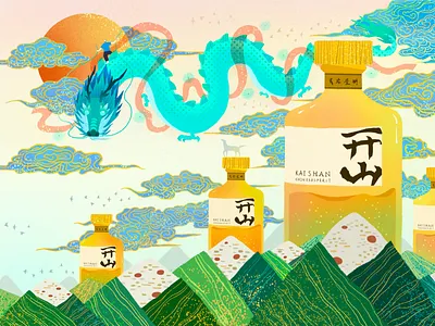 Dragon Boat Festival branding business illustration