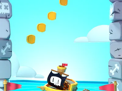 Wee Pirates 3d app c4d cg color cute fun game art miniature minimal pirate sea skull
