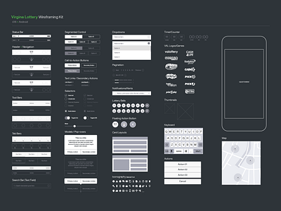 VA Lottery - Mobile Wireframe Kit app atomic design branding components design icon logo mobile pattern library ui ui kit ux vector wireframe wireframe kit