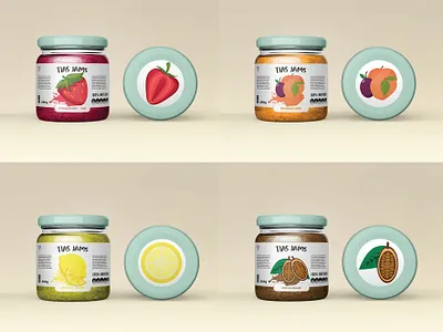 Jams brand branding cocoa cocoa beans enjoy fruits fruity illustrator jam jam brand jams lemon lemon curde marmalade smooth strawberry strawberry jam sweets taste tias