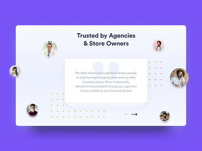 Woocommerce Redesign - Testimonials blue colorfull design people profile pic testimonail ui uidesign ux uxdesign violet woocommerce