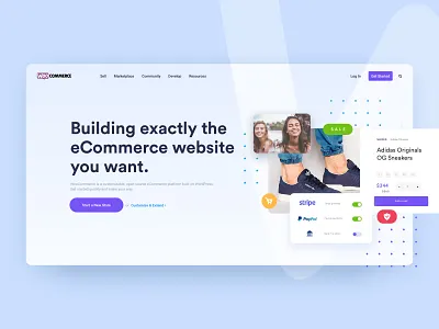 Woocommerce Redesign blue colorfull colors design hero hero image hero section redesign ui uidesign ux uxdesign violet woocommerce