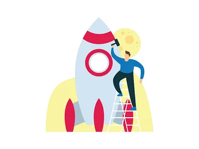 Rocket art colorfull design flat graphic illustration imagination rocket simple space vector