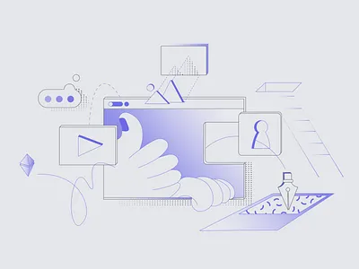 Email Illustration - Welcome to Marpipe 2d art branding flat gradient hand illustration illustrator linework purple tech thumb tool ui vector