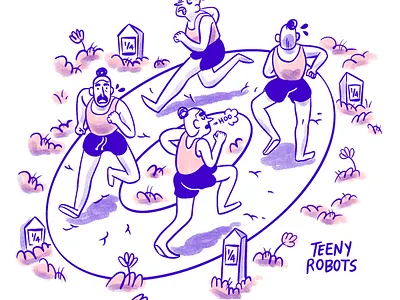 One mile 🎉 cartoon editorial illustration exercise fitness running