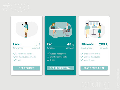 DailyUI 030 daily 100 challenge daily ui daily ui 030 dailyui dailyui 030 dailyui030 dailyuichallenge illustrations pricing overview pricing page pricing plan pricing table social media planner uidesign uidesigner webdesign