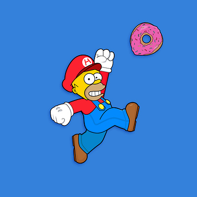 Super Homer 90s character homer illustrator mario minimal supermario thepsaddict thesimpsons