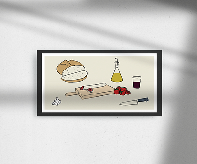 Un pà amb tomàquet 🍅🍷 all bread catalanfood catalunya designer food food icons fuet garlic illustration illustration art illustration design illustrations mediterranean oli pa sopar tomaquet tomatote vermut