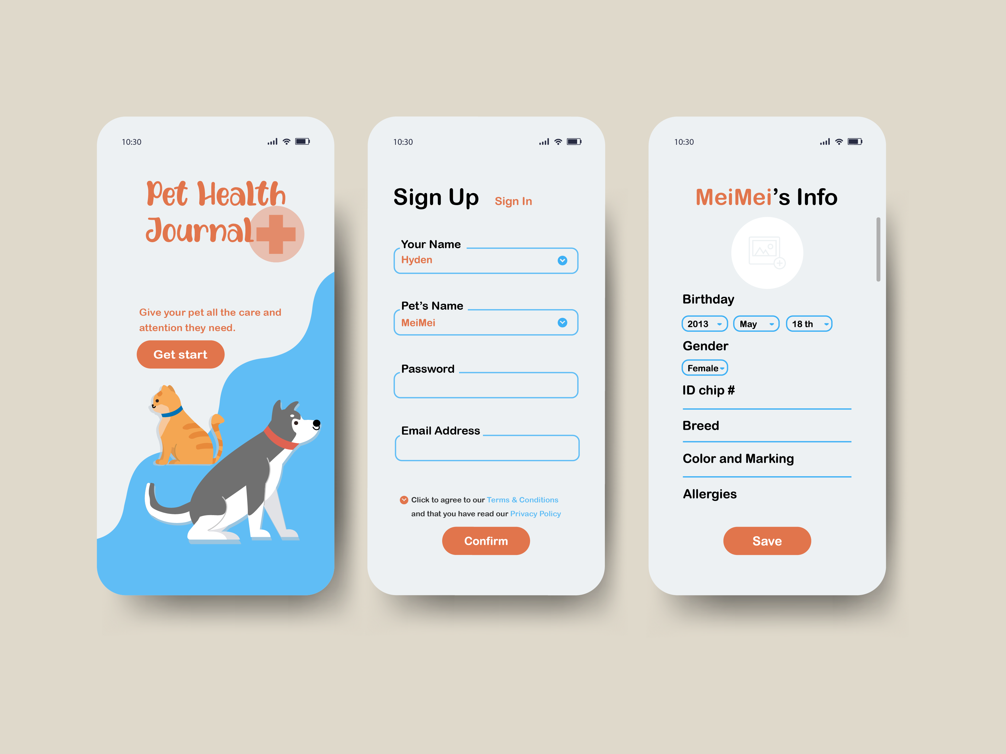 Example of Pet Health Journal