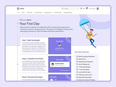 Intranet Employee Onboarding Hub dashboard dashboard ui employee figma funnel illustration intranet job onboarding step training