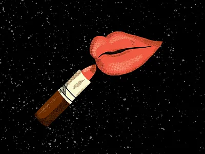 One kiss graphic design grit illustration lips lipstick makeup photoshop
