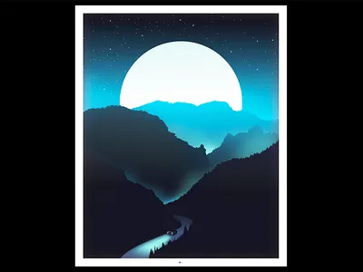 Bendin' Corners adventure canyon canyons car challenger design dodge drive driving illustration moon mountains night sunrise sunset utah vector