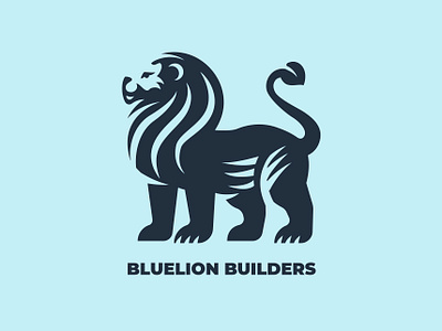 BLUELION BUILDERS branding inspiration lion logo minimalism silhouette