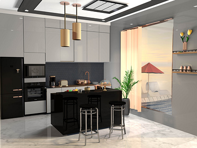 Kitchen 3d 3d art blender c4d chair cinema4d coffe color cook decoration dinner fridge fruit house illustration interaction design kitchen modern render room