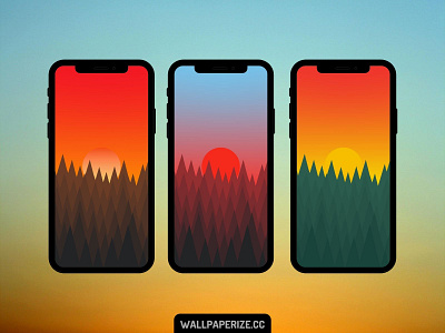 Iphone wallpaper - Sunset in the forest background cool flat forest gradient minimal minimalism mobile sun sunset wallpaper wallpaper design wallpapers