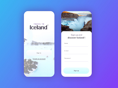 DailyUI 001 app daily 100 challenge dailyui dailyui001 dailyuichallenge design flat iceland iphone landscape travel travel app ui ui design