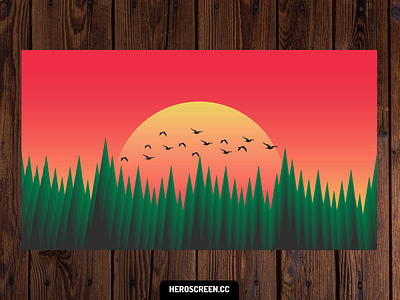 Desktop background wallpaper - Sunset in the forest background desktop forest illustration minimal sun wallpaper wallpaper design wallpapers