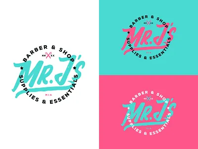 Mr. J's Barber & Shop Supplies and Essentials barber branding design emblem grunge icon illustration logo miami type typography vector vice city