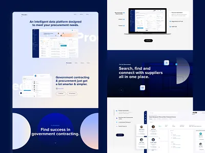 Procured.ai - Landing Page ai blue landingpage saas user experience userinterface webapp webdesign