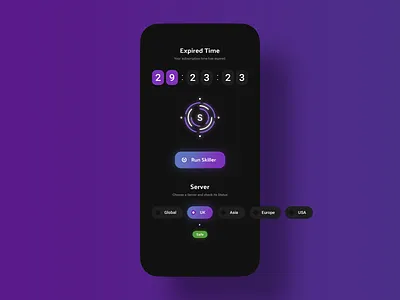 Landing Screen for Gaming Tool app design black blue game games neon slider timer tool ui