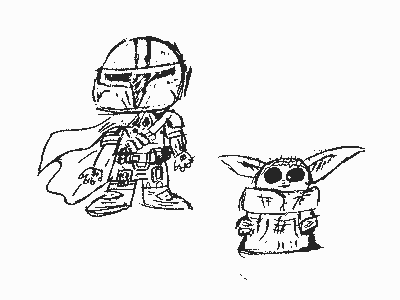 sketching practice baby yoda design illustration pencil sketching vector