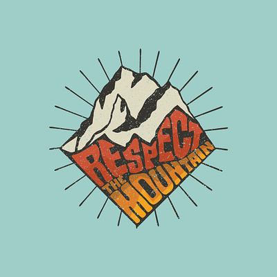 Respect the Mountain backcountry branding handlettering high end illustration merchandise mountaineering mountains outdoors snowboard sticker sticker design vector